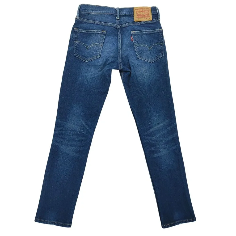Levi's 511 Slim Fit Jeans Men's W29 L30 Blue Denim Stretch Tapered 04511-2369